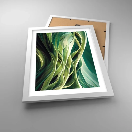 Poster in een witte lijst - Abstract groen spel - 30x40 cm