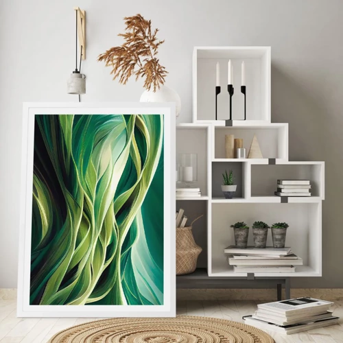 Poster in een witte lijst - Abstract groen spel - 30x40 cm