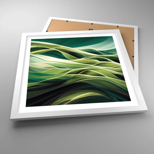 Poster in een witte lijst - Abstract groen spel - 40x40 cm