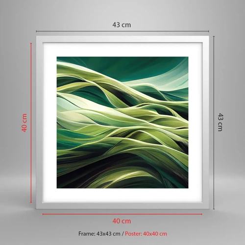 Poster in een witte lijst - Abstract groen spel - 40x40 cm