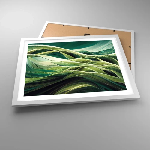 Poster in een witte lijst - Abstract groen spel - 50x40 cm