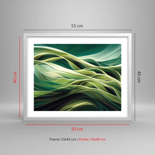 Poster in een witte lijst - Abstract groen spel - 50x40 cm