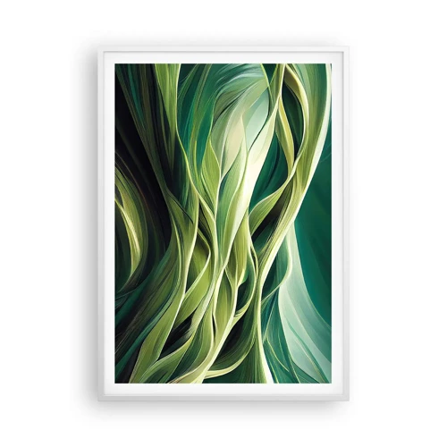 Poster in een witte lijst - Abstract groen spel - 70x100 cm