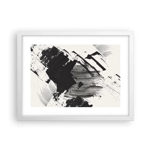 Poster in een witte lijst - Abstractie – expressie van zwart - 40x30 cm