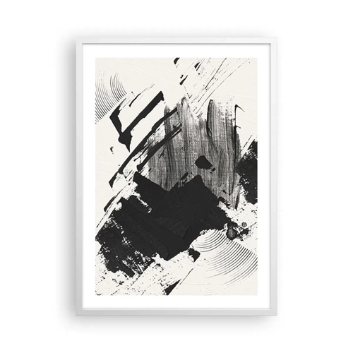 Poster in een witte lijst - Abstractie – expressie van zwart - 50x70 cm