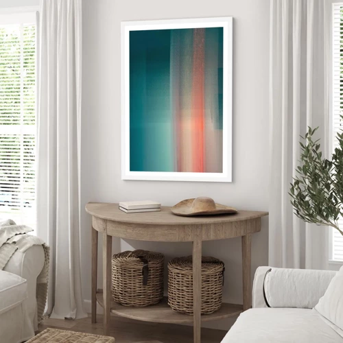 Poster in een witte lijst - Abstractie: golven van licht - 30x40 cm