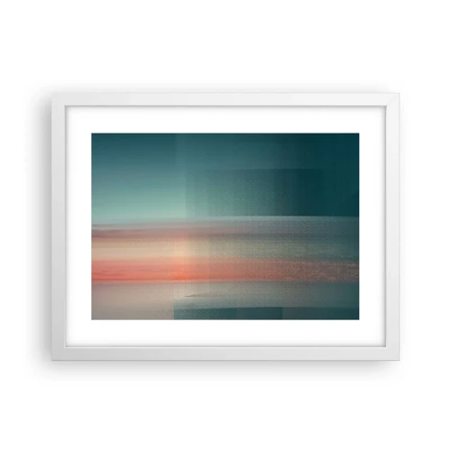 Poster in een witte lijst - Abstractie: golven van licht - 40x30 cm