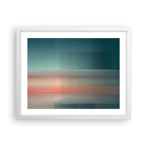 Poster in een witte lijst - Abstractie: golven van licht - 50x40 cm