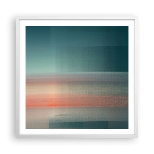 Poster in een witte lijst - Abstractie: golven van licht - 60x60 cm