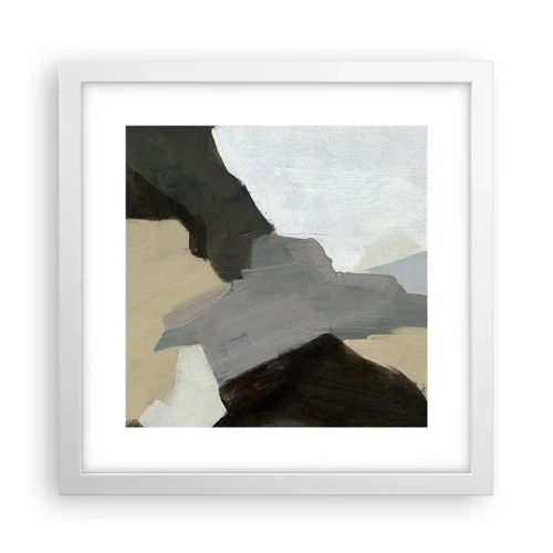 Poster in een witte lijst - Abstractie: het kruispunt van grijs - 30x30 cm