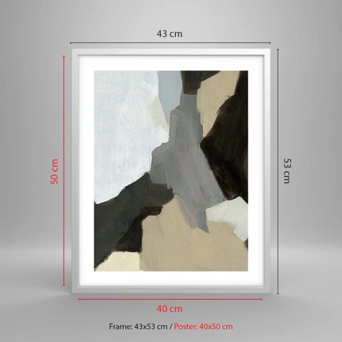 Poster in een witte lijst - Abstractie: het kruispunt van grijs - 40x50 cm
