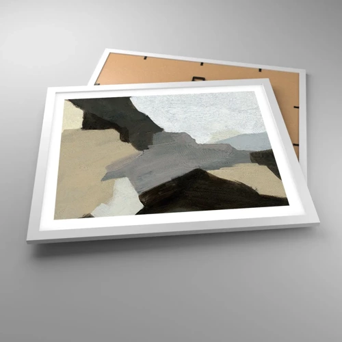 Poster in een witte lijst - Abstractie: het kruispunt van grijs - 50x40 cm