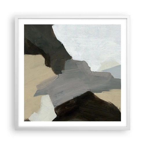 Poster in een witte lijst - Abstractie: het kruispunt van grijs - 60x60 cm