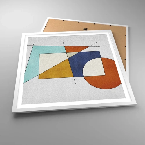 Poster in een witte lijst - Abstractie: modernistisch plezier - 60x60 cm