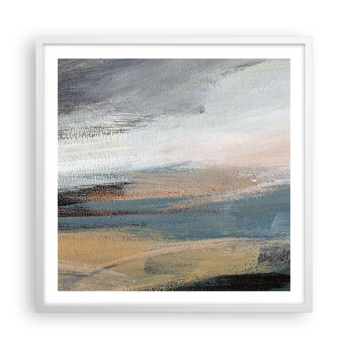 Poster in een witte lijst - Abstractie: noordelijk landschap - 60x60 cm