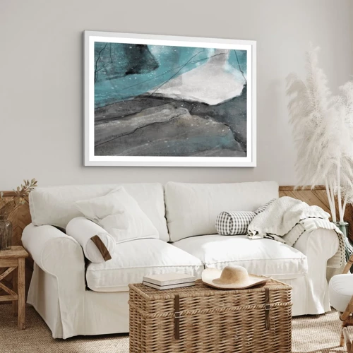 Poster in een witte lijst - Abstractie: rotsen en ijs - 40x30 cm