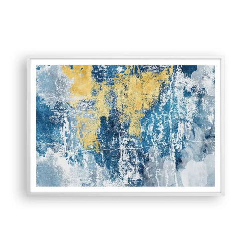 Poster in een witte lijst - Abstractie vol met weer - 100x70 cm