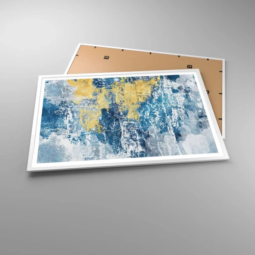 Poster in een witte lijst - Abstractie vol met weer - 100x70 cm