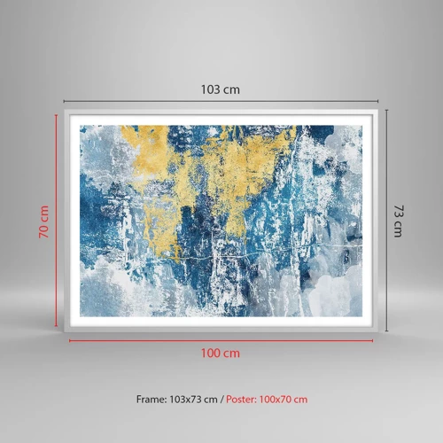 Poster in een witte lijst - Abstractie vol met weer - 100x70 cm