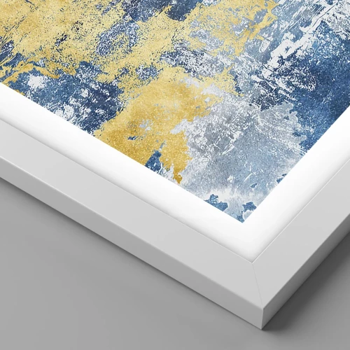 Poster in een witte lijst - Abstractie vol met weer - 100x70 cm