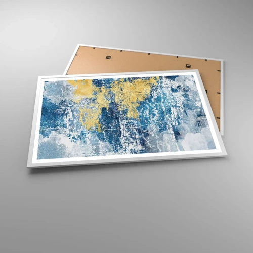 Poster in een witte lijst - Abstractie vol met weer - 91x61 cm