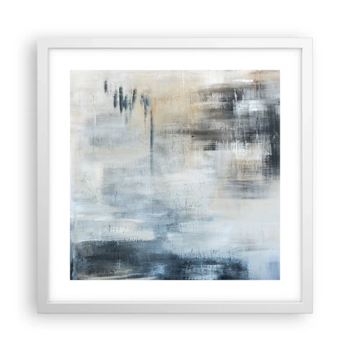 Poster in een witte lijst - Achter het blauwe gordijn - 40x40 cm