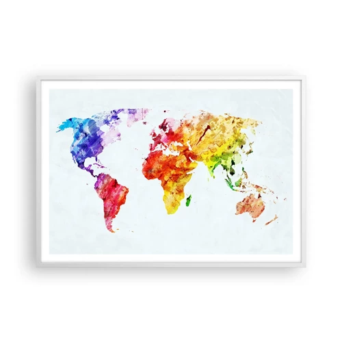 Poster in een witte lijst - Alle kleuren van de wereld - 100x70 cm