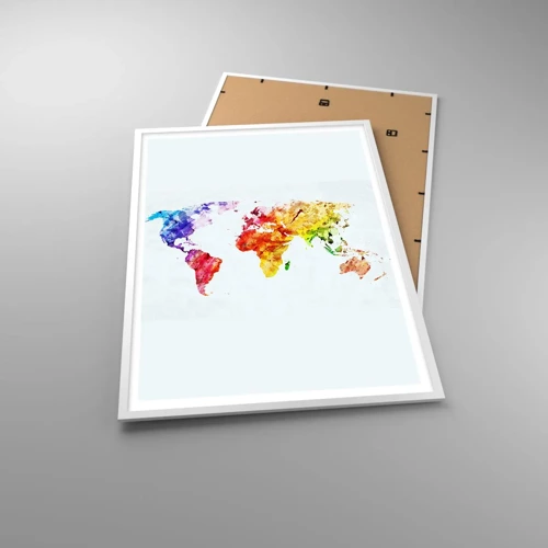 Poster in een witte lijst - Alle kleuren van de wereld - 70x100 cm