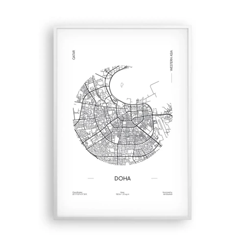 Poster in een witte lijst - Anatomie van Doha - 70x100 cm