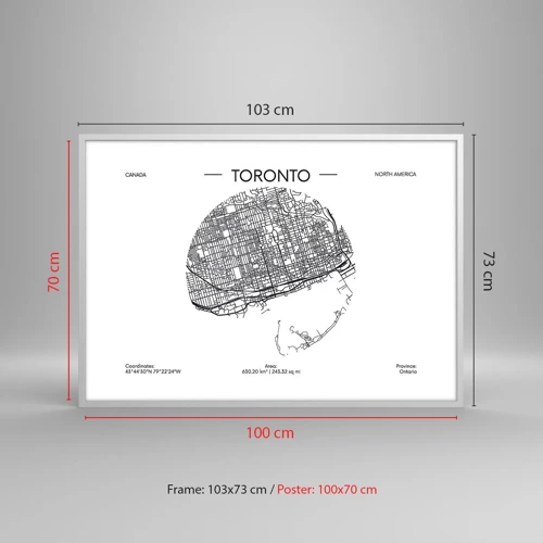 Poster in een witte lijst - Anatomie van Toronto - 100x70 cm