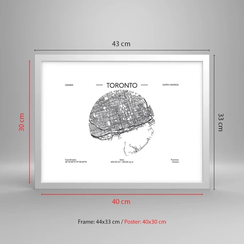 Poster in een witte lijst - Anatomie van Toronto - 40x30 cm