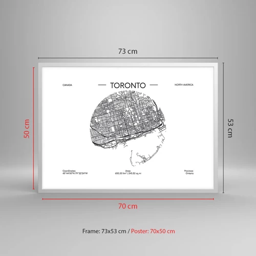 Poster in een witte lijst - Anatomie van Toronto - 70x50 cm