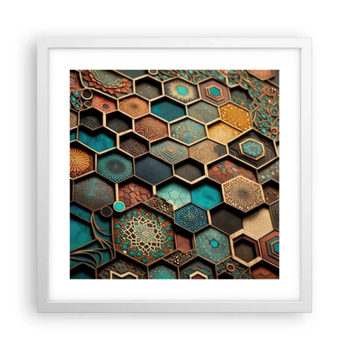 Poster in een witte lijst - Arabische ornamenten – variatie - 40x40 cm