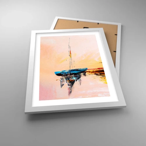 Poster in een witte lijst - Avond in de jachthaven - 30x40 cm