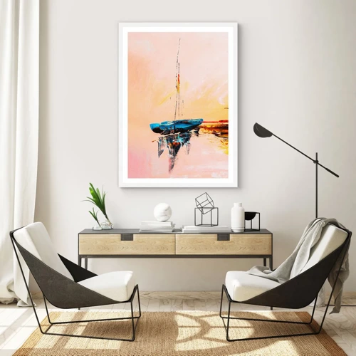 Poster in een witte lijst - Avond in de jachthaven - 30x40 cm