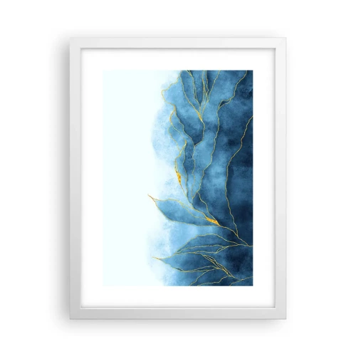 Poster in een witte lijst - Blauw in goud - 30x40 cm