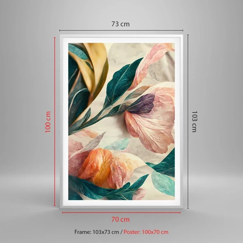 Poster in een witte lijst - Bloemen van de zuidelijke eilanden - 70x100 cm