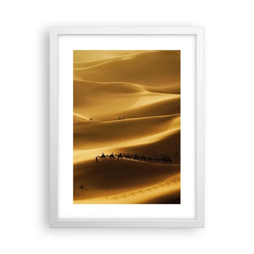 Poster in een witte lijst - Caravan in de woestijngolven - 30x40 cm