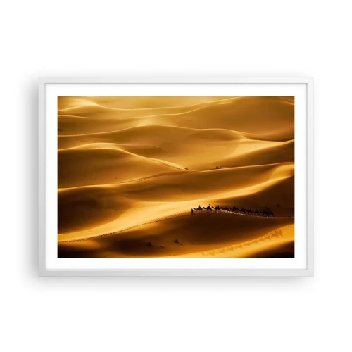 Poster in een witte lijst - Caravan in de woestijngolven - 70x50 cm
