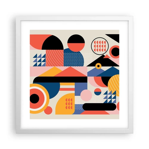 Poster in een witte lijst - Compositie: speel rond - 40x40 cm