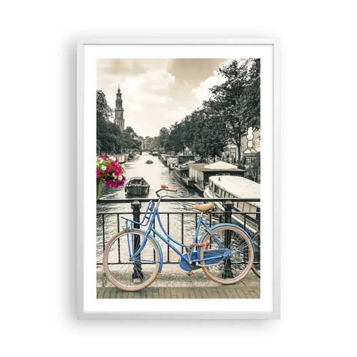 Poster in een witte lijst - De kleuren van de Amsterdamse straat - 50x70 cm