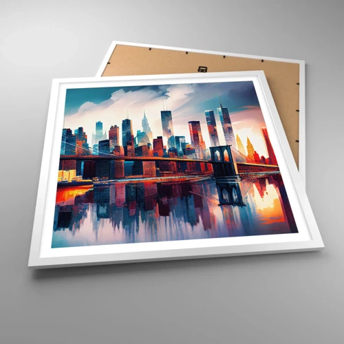 Poster in een witte lijst - Een droomachtig New York - 60x60 cm