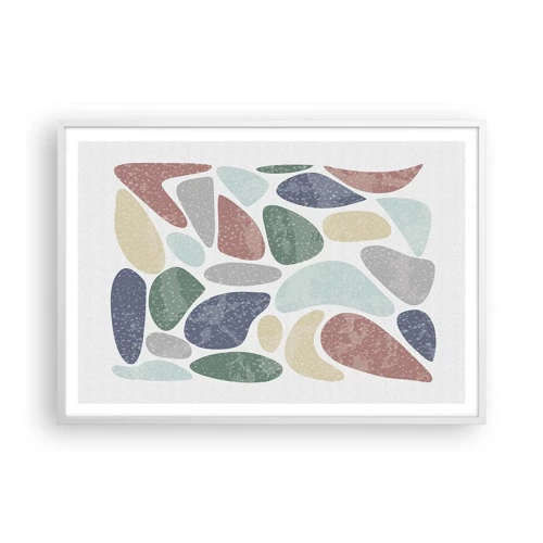 Poster in een witte lijst - Een mozaïek van poederkleuren - 100x70 cm