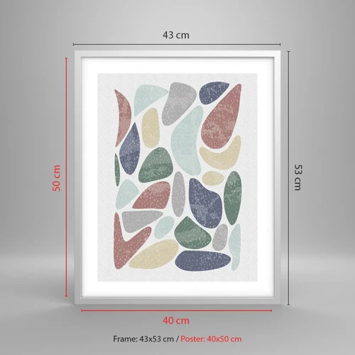 Poster in een witte lijst - Een mozaïek van poederkleuren - 40x50 cm