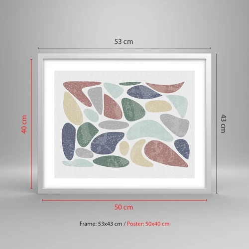 Poster in een witte lijst - Een mozaïek van poederkleuren - 50x40 cm