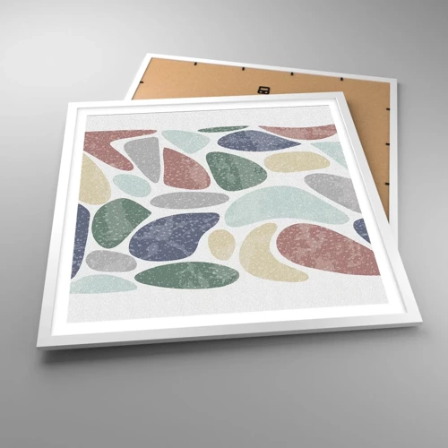 Poster in een witte lijst - Een mozaïek van poederkleuren - 60x60 cm