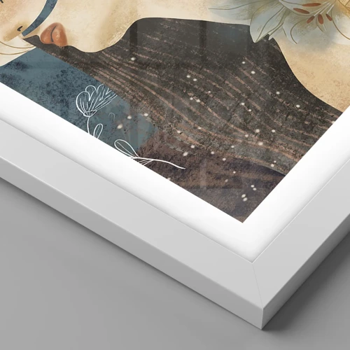 Poster in een witte lijst - Een sprookje over een prinses met lelies - 60x60 cm