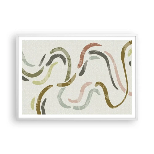 Poster in een witte lijst - Een vrolijke dans van abstractie - 100x70 cm