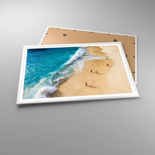 Poster in een witte lijst - En dan de zon, het strand… - 100x70 cm
