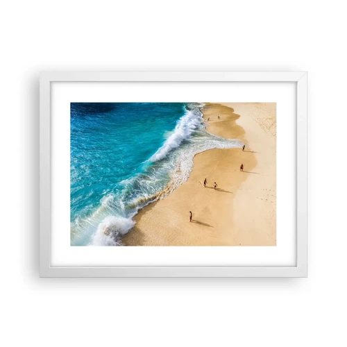 Poster in een witte lijst - En dan de zon, het strand… - 40x30 cm